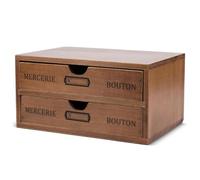 Flexzion Organiseur de fournitures de bureau en bois avec 2 tiroirs de rangement, armoire de table en bois à 2 niveaux, boîte d'accessoires de bureau pour la maison, l'espace de travail, la coiffeuse,