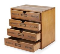 Flexzion Organiseur de fournitures de bureau en bois avec 4 tiroirs de rangement, armoire de table en bois à 4 niveaux, boîte d'accessoires de bureau, pour la maison, les travaux manuels, le courrier