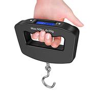 Flexzion Pèse-bagage numérique de voyage avec crochet rétroéclairage électronique écran LCD 50kg 10g - Balance numérique portable pèse bagage intelligent pour valise boîte de pêche piles incluses