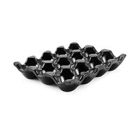 Flexzion Plateau à œufs en céramique pour 12 tasses - Une douzaine de porte-œufs en porcelaine - Récipient de rangement décoratif - Vaisselle de service pour réfrigérateur, plan de travail
