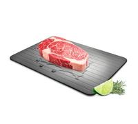 Flexzion Plateau de décongélation Rapide métal Alliage Aluminium - Planche dégivrage sans électricité Eau Chaude Micro-Ondes ou Autre Moyen pour Viande congelée b?uf côtelette de Porc Poisson - Noir