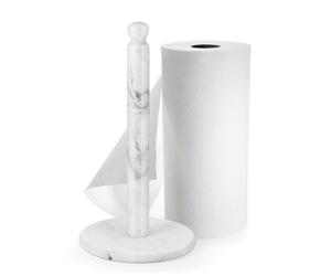 Flexzion Porte-Serviettes en Papier marbré - Blanc 30,5 cm - Support pour Serviettes en Papier avec Base lestée en marbre pour Rouleaux de Papier de Taille Standard et Jumbo