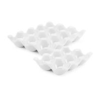 Flexzion Porte-œufs en céramique pour réfrigérateur - 12 + 6 tasses - Plateau à œufs en porcelaine - Organisateur de rangement décoratif pour réfrigérateur, comptoir, cuisine (blanc)