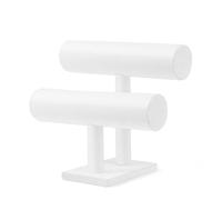 Flexzion Présentoir à bijoux en velours blanc à 2 niveaux avec barre en T - Support de rangement amovible pour collier, bracelet, boucles d'oreilles, bracelets, pendentifs, bracelet de cheville,