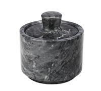Flexzion Salière en Marbre avec Couvercle, Récipient Multifonction pour Sel, Poivre, Épices en Poudre, Boîte en Marbre pour Bijoux, Montres et Accessoires (Noir)
