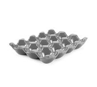 Flexzion Support à œufs en céramique pour réfrigérateur - 12 tasses - Plateau à œufs en céramique - Organisateur de rangement décoratif pour comptoir de réfrigérateur (gris)