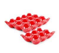 Flexzion Support à œufs en céramique pour réfrigérateur pour 12 + 6 tasses - Plateau à œufs en porcelaine pour 18 œufs en porcelaine - Support de service décoratif pour réfrigérateur, comptoir,