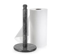 Flexzion Support de Rouleau de Papier essuie-Tout en marbre de 30,5 cm (marbre Noir) avec Poteau en marbre et Base de Poids pour comptoir, Salle à Manger, Salle de Bain