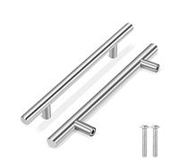 Flexzion T Barre Poignée de placard 20,3 cm Ensemble de matériel de cuisine en acier inoxydable Porte Cabinet tiroir meubles Appliance Euro Style avec vis de montage, acier inoxydable, Pack Of 5
