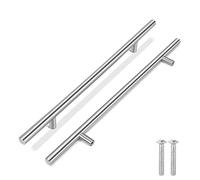 Flexzion T Barre Poignée de placard 40,6 cm Ensemble de matériel de cuisine en acier inoxydable Porte Cabinet tiroir meubles Appliance Euro Style avec vis de montage, acier inoxydable, 10 Pack