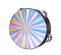 Flexzion Tambourin d'église en bois - Tambourin réfléchissant de 15,2 cm pour enfants et adultes, tambourin en métal à une rangée pour église, fêtes et événements musicaux