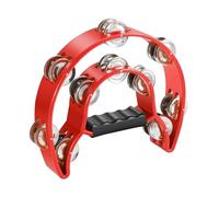 Flexzion Tambourin en métal demi-lune - Instruments de musique à double rangée - Instruments de percussion avec poignée ergonomique - Tambourins pour adultes - Rouge