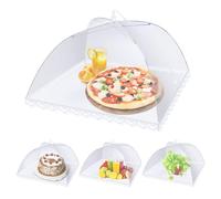 Flexzion Tente de protection alimentaire avec moustiquaire en maille pour protéger les mouches, les insectes, les moustiques, les guêpes Idéal pour les pique-niques, les barbecues, le camping, les repas de fruits, réutilisable et pliable Lot de 4