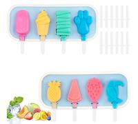 Fleymu 2 Moules à Glace en Silicone Animaux Mignons, avec 12 Bâtonnets Réutilisables, Sans BPA, pour Enfants et Adultes