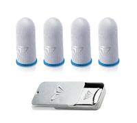 Fleymu 4 Pièces Manchons Doigt Gaming Anti-Transpiration - pour Jeu Mobile/Tactile (PUBG, Fortnite) - Fiberglass Silver 0.23mm avec Conductivité Électrique et Boîte Métal