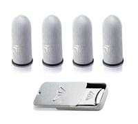 Fleymu 4 Pièces Manchons Doigt Gaming Anti-Transpiration - pour Jeu Mobile/Tactile (PUBG, Fortnite) - Fiberglass Silver 0.23mm avec Conductivité Électrique et Boîte Métal (Rouge)