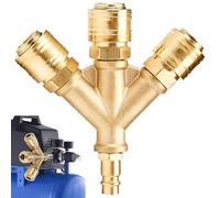Fleymu Distributeur d’air Comprimé 3 Voies, 1/4 Pouce Connecteur d'air Comprimé Distributeur d’Air, NW 7.2 1/4 AG Distributeur d'air Comprimé en Laiton, Air Comprimé Compresseur Coupleur Rapide