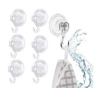 Fleymu Lot de 6 Crochet Ventouse Murale Charge de 5KG Transparent, crochet couronne de noel porte,crochet ventouse puissante,Ustensile d’Aspiration Ventouse Plastique de Cuisine/Salle de Bain/Bureau