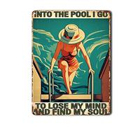 FLFGIDD Plaque en métal avec inscription « Into The Swimming Pool I Go to Lose My Mind » - Décoration murale amusante pour maison, bar, pub, café, ferme - 30,5 x 40,6 cm