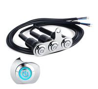 FLFHDUP Panneau de phare de moto Interrupteurs de guidon de moto bleus - 12 V en acier inoxydable avec bouton de commande de feu antibrouillard pour motos de tourisme(Three Switch 1pcs)