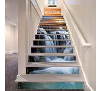 FLFK 13 Pcs/Set 3D Étonnante Coucher de soleil Cascade Autocollants d'escalier auto-adhésifs Peel And Stick Escalier Riser Stickers