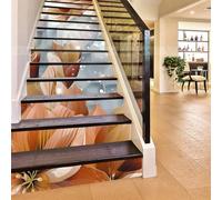 FLFK 13 Pcs/Set 3D Paysage de fleurs brunes Autocollants d'escalier auto-adhésifs Peel And Stick Escalier Riser Stickers