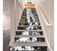 FLFK 13Pcs 3D Paysage cascade de pierre Autocollants d'escalier auto-adhésifs Peel And Stick Escalier Riser Stickers Imperméable Décor À La Maison Escalier Decal Escalier Murale Stickers