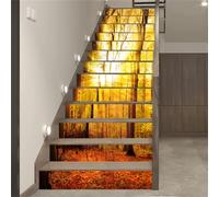FLFK 13pcs Stair Risers Stickers Peel and Stick - Forêt d'érables ensoleillée Autocollants pour escaliers Décalcomanies pour marches d'escaliers Décoration intérieure 39.37 "x7.09"