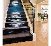 FLFK 15 Pcs/Set 3D Clair de lune en mer Autocollants d'escalier auto-adhésifs Peel and Stick Escalier Riser Stickers Escalier Stickers