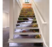 FLFK 15pcs Stair Risers Stickers Peel and Stick - Chute d'eau de la forêt d'automne Autocollants pour escaliers Décalcomanies pour marches d'escaliers Décoration intérieure 39.37 "x7.09"