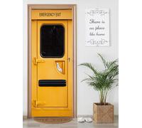 FLFK 3D Sortie d'urgence Autocollant Porte Affiche pour Cuisine Chambre Salle de Bain Auto-adhésif Amovible Murale Décoration 77X200cm