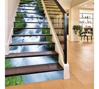 FLFK 3D vert herbe Flux Design bien sûr Paysage Autocollant escalier Peinture murale vinyle des Papiers autocollants Bond de 39.3inch x7.08inch x 15stücke