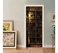 FLFK Autocollant de porte 3D Peler et coller - rétro pour porte de bibliothèque et chambre à coucher, 85x215cm, 2 pièces, PVC étanche, imperméable, non toxique, sans résidus