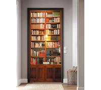 FLFK Bibliothèque rétro Autocollant Porte Affiche pour Cuisine Chambre Salle de Bain Auto-adhésif Amovible Murale Décoration 77X200cm
