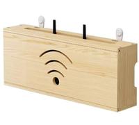 FLFLF Boîte de rangement en bois pour routeur WiFi avec gestion des câbles et design multi-prises, organiseur mural et de bureau pour salon, bureau, home cinéma, #A, S