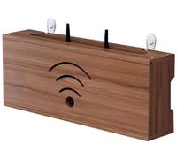 FLFLF Boîte de rangement en bois pour routeur WiFi avec gestion des câbles et design multi-prises, organiseur mural et de bureau pour salon, bureau, home cinéma, #B, M
