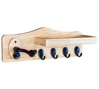 FLFLF Étagères flottantes pour montage mural, étagère en bois massif avec crochets rustiques et supports cachés, organiseur de rangement pour entrée, salle de bain, couloir, 5 crochets