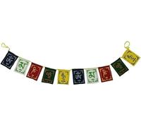 Flfwlass Drapeaux de prière tibétains, drapeaux d'extérieur à vent, accessoires de décoration de bijoux de voiture, articles bouddhistes Om Mani Padme Hum signe de paix, drapeau mural à suspendre pour