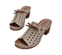 FLFXYFB 2025 Graddi Archrelief Sandals,Fashionable Comfortable Orthopedic Platform Chunky Heels Shoes,Hollow Summer Outdoor Sandal for Women (Khaki,40)