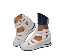 FLFXYFB 2025 New Side Zipper Comfortable Lightweight Wedge Sandals, Women's Hollow Out Breathable Platform Wedge Sandals Sneakers (White,37)
