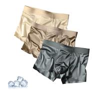 FLFXYFB Elegant Silk Men's Ice Silk Underwear Mulberry Men's Boxer Briefs,Luxury Moisture-Wicking Breathable,Cool Dry Ice Silks Boxer Briefs (3PCS-A,TG)