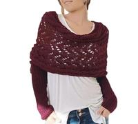 FLFXYFB Sweater Scarf with Sleeves for Women Multifunctional Crochet Knitted Wrap Cable Sweater Scarf Wrap Shawl (H,One Size)