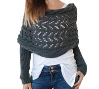 FLFXYFB Sweater Scarf with Sleeves for Women Multifunctional Crochet Knitted Wrap Cable Sweater Scarf Wrap Shawl (A,One Size)