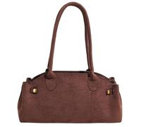 FLFXYFB Women's Faux Suede Boston Bowler Suede Fall Trendy Tote Purse Bowler bag Top Handle Designer Hobo Handbag (Coffee)