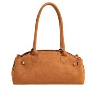 FLFXYFB Women's Faux Suede Boston Bowler Suede Fall Trendy Tote Purse Bowler bag Top Handle Designer Hobo Handbag (Brown)