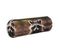 FLGHJNBJN Adorable trousse à crayons en cuir écologique avec fermeture éclair lisse et grande capacité Motif raton laveur, doré, Taille unique, Porte-cartes