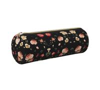 FLGHJNBJN Belle trousse à crayons en cuir à motif floral écologique, fermeture éclair lisse, grande capacité cylindrique, doré, Taille unique, Porte-cartes