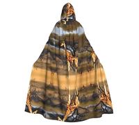 FLGHJNBJN Cape à capuche africaine girafe majestueux pour homme et femme, cape à capuche Renaissance adulte, cape médiévale, cape pour costumes d'Halloween et cosplay