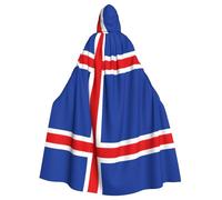 FLGHJNBJN Cape avec drapeau de l'Islande pour homme et femme, cape à capuche Renaissance pour adulte, cape médiévale, cape pour costume d'Halloween et cosplay