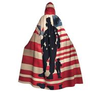 FLGHJNBJN Cape de jour commémoratif patriotique des soldats militaires américains pour homme et femme, cape à capuche Renaissance pour adulte, cape médiévale, cape pour costumes d'Halloween et cosplay